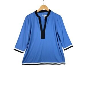New Cracked Wheat‎ CW 3/4 Sleeve Golf Blouse size XL Blue/Black